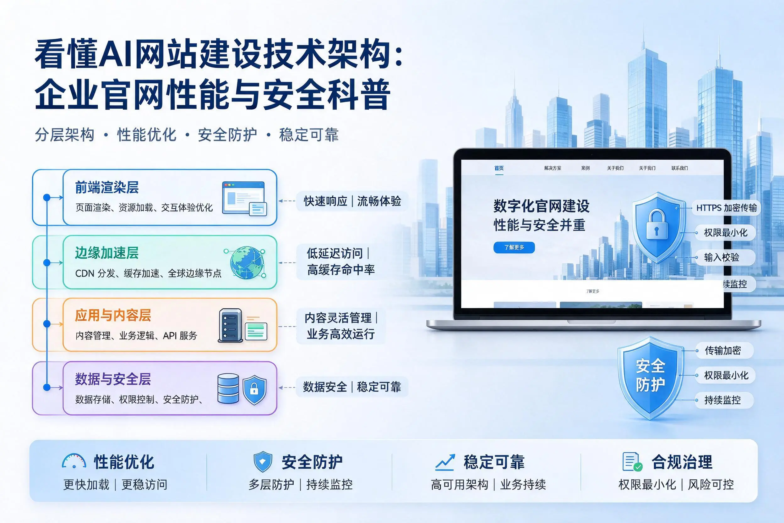 看懂AI网站建设技术架构:湘潭企业官网性能与安全科普