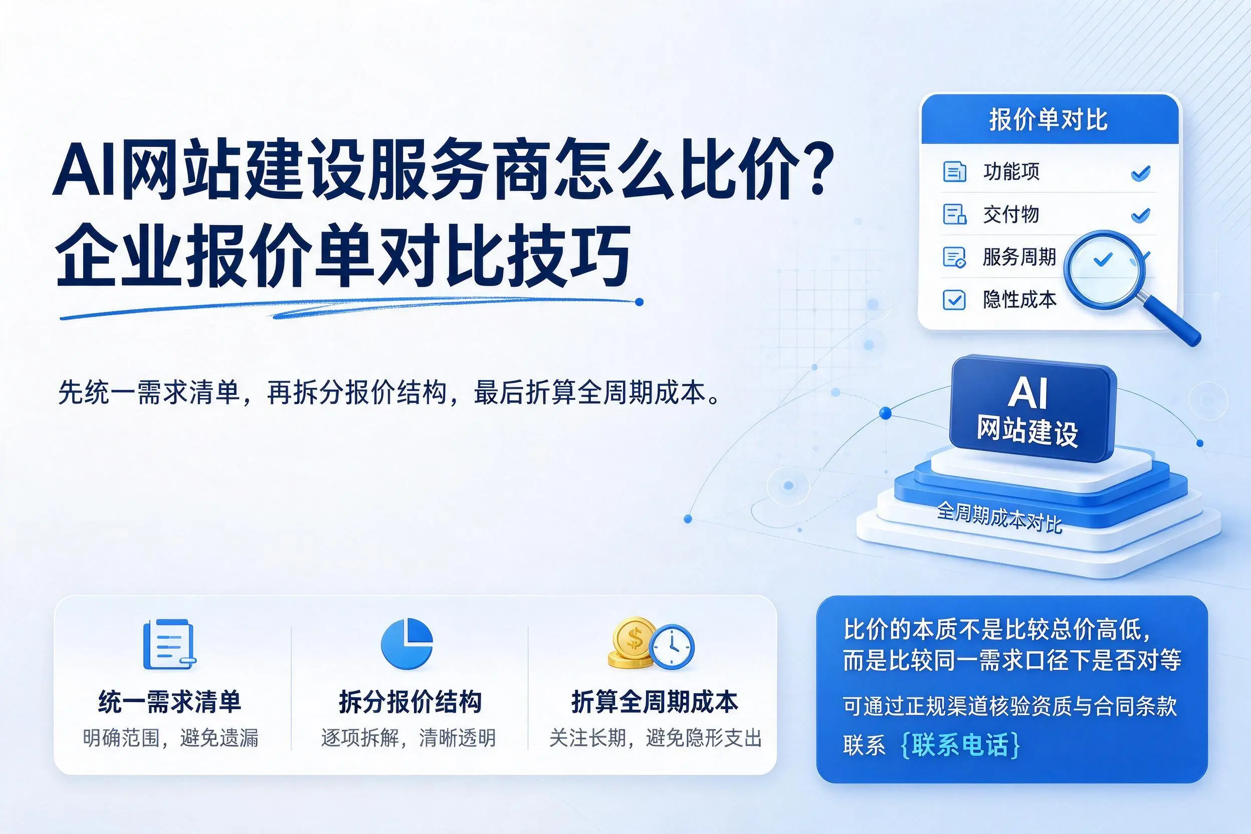 AI网站建设服务商怎么比价?湘潭企业报价单对比技巧