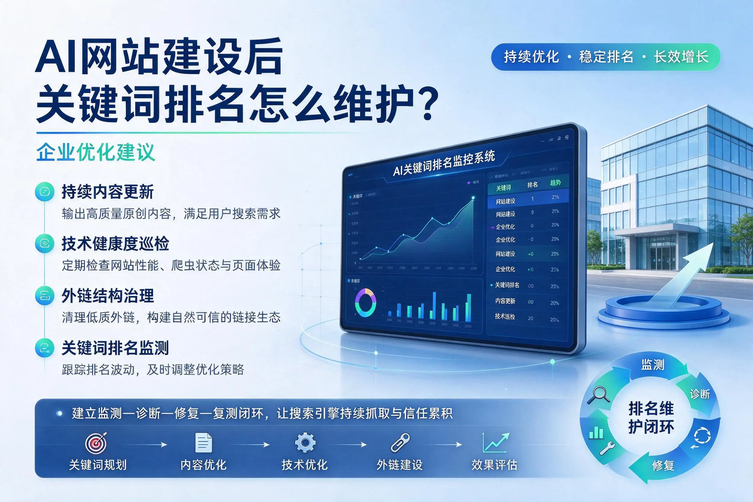 AI网站建设后关键词排名怎么维护？湘潭企业优化建议